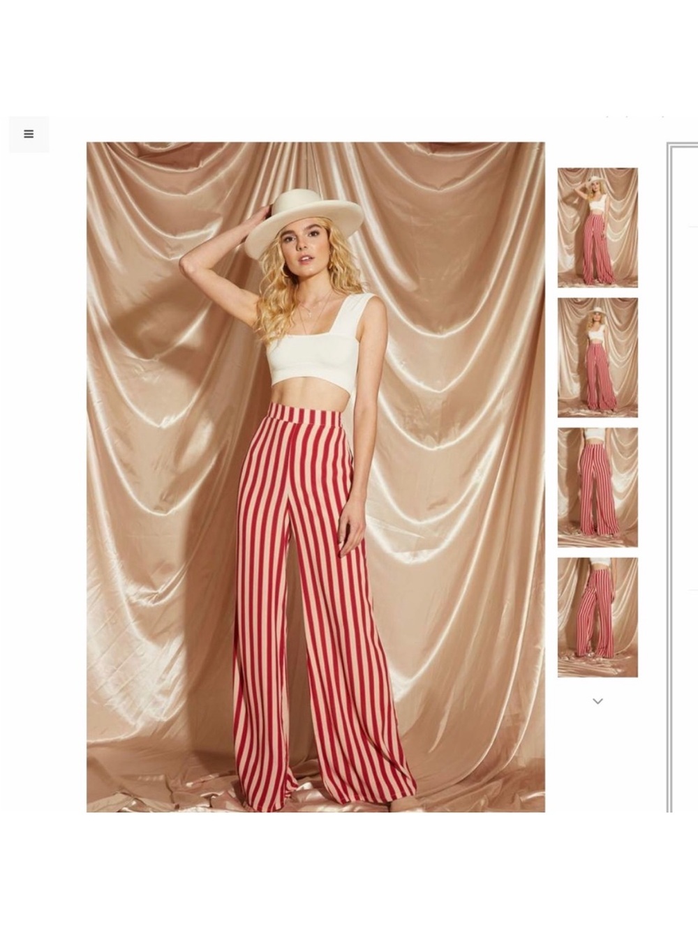 Women’s High-Waist Red & White Striped Wide-Leg Pants